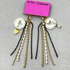 Betsey Johnson ‘Rocker Chic’ Heart/Devil Earrings with Tag  RARE/HTF!